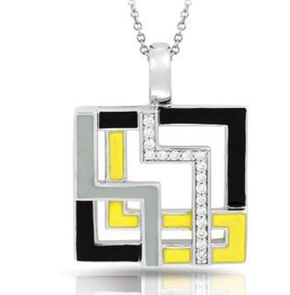 Sterling Silver Convergence Black, Grey & Yellow Pendant.