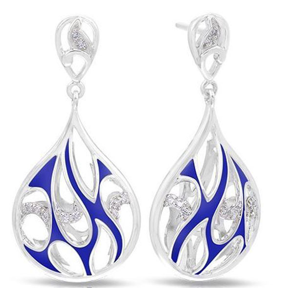 Sterling Silver Marea Blue Enamel Drop Earrings.