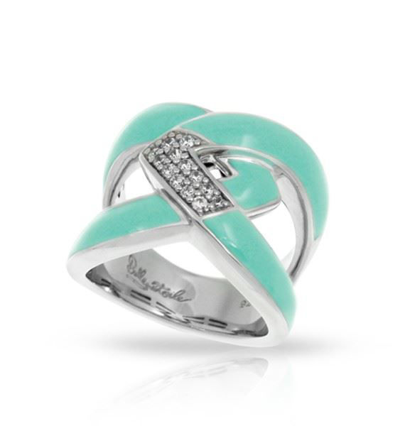 Sterling Silver Amazon Aquamarine Enamel Ring.