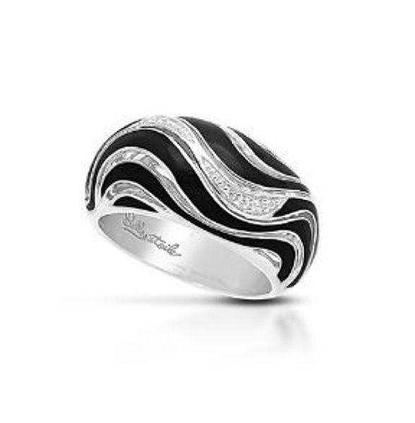 Sterling Silver Waverly Black Enamel Ring.