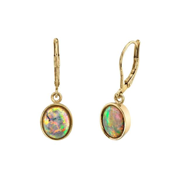 One of a Kind 14kt Yellow Gold Natural Ethiopian Opal Dangle Earrings