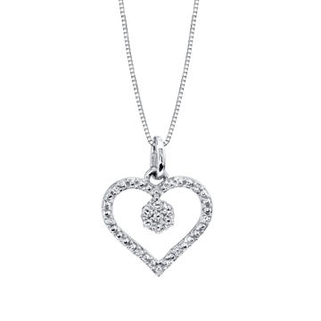 Pave set Diamond Heart with Diamond Charm