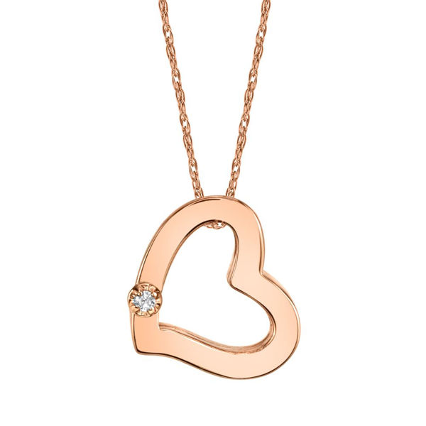 14Kt Rose Gold Tilted Heart with one Diamond