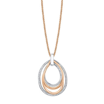 14kt Rose and White Gold Diamond Layered Loop Pendant