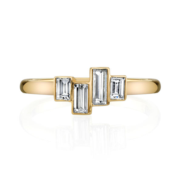 14kt Yellow Gold Staggered Diamond Baguette Ring