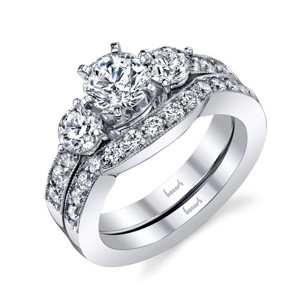 14kt White Gold Classic Three Stone Engagement Ring