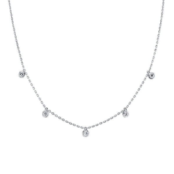 14kt White Gold Cleopatra Bezel Set Diamond Necklace