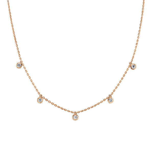 14kt Rose Gold Cleopatra Bezel Set Diamond Necklace