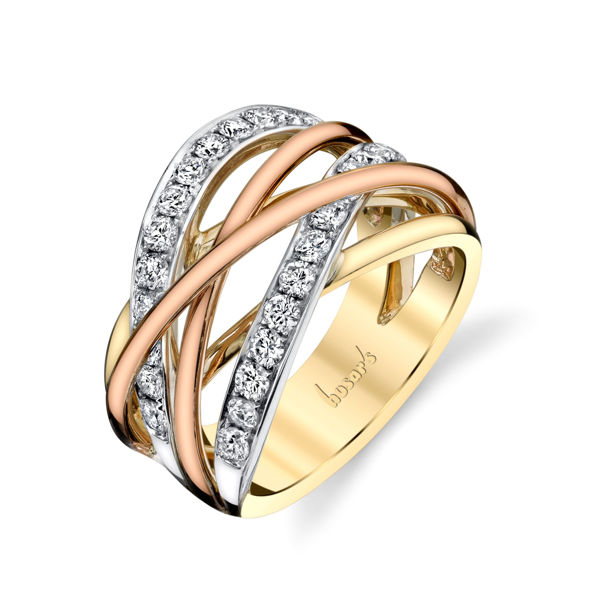 14kt Tri-Tone Intertwined Diamond Ring