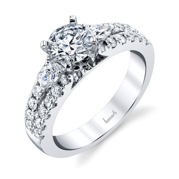 14kt White Gold Pear Shaped Accent Diamond Engagement Ring