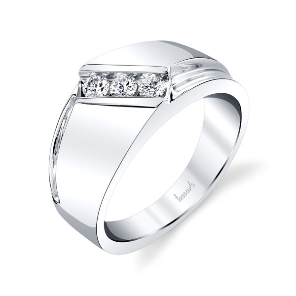 14kt White Gold Bypass Style Gents Wedding Band