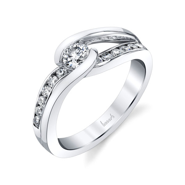 14kt White Gold Bypass Style Channel Engagement Ring