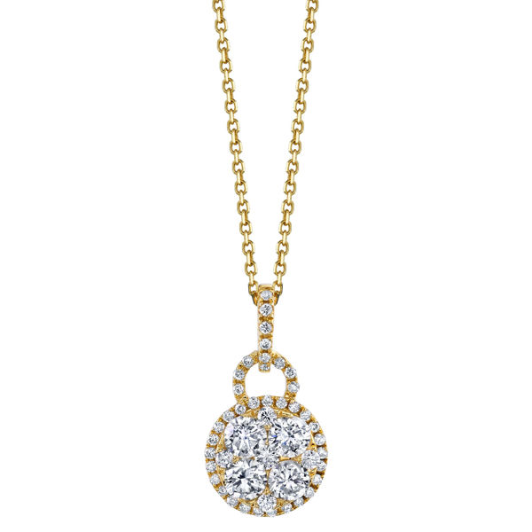 18kt Yellow Gold Diamond Cluster Necklace