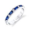 14kt White Gold Channel Set Baguette Sapphire and Round Diamond Band