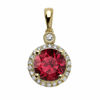 14kt Yellow Gold Natural Ruby and Diamond Halo Pendant