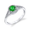 14kt White Gold Round Natural Emerald and Diamond Halo Ring