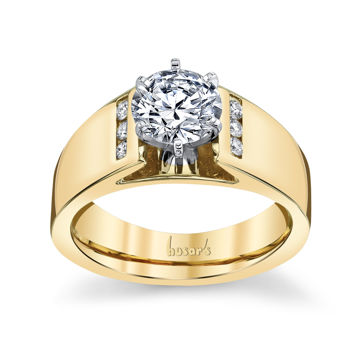 14kt Yellow Gold Bold Cathedral Style Diamond Engagement Ring