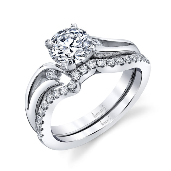 14kt White Gold Delicate Three Stone Diamond Engagement Ring