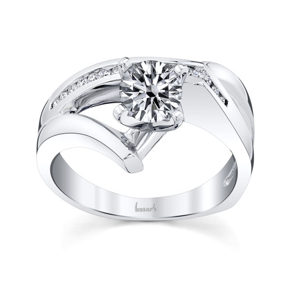 14kt White Gold Freeform Channel Set Diamond Engagement Ring