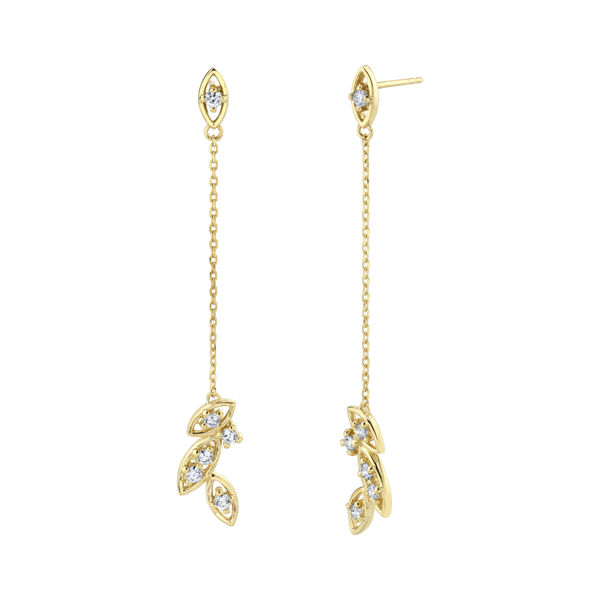 14kt Yellow Gold Autumnal Diamond Dangle Earrings