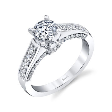 14kt White Gold Dimensional Diamond Engagement Ring