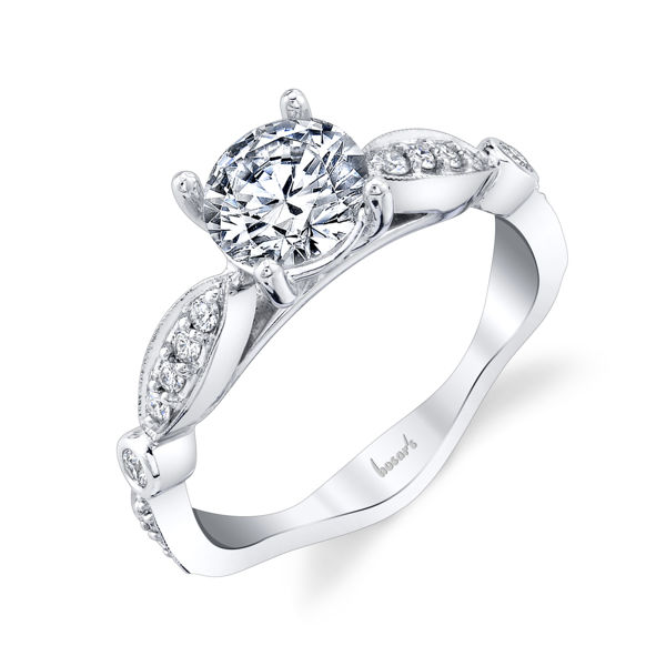 14kt White Gold Maruise and Dot Style Diamond Engagement Ring