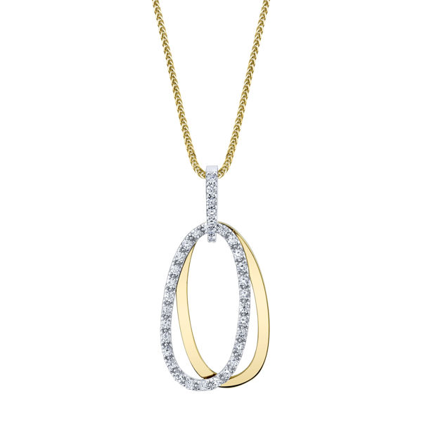 14kt Yellow and White Gold Double Oval Diamond Pendant