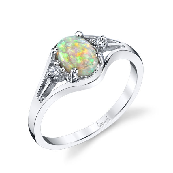 14kt White Gold Australian Opal and Diamond Ring