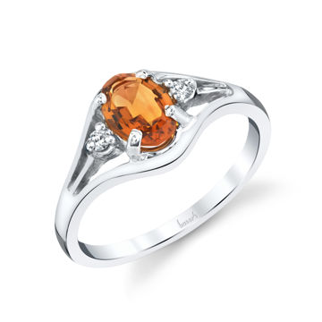 14kt White Gold Oval Citrine and Diamond Ring