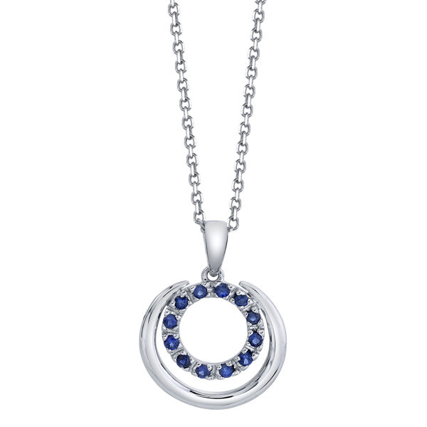 14kt White Gold Natural Sapphire Double Circle Pendant