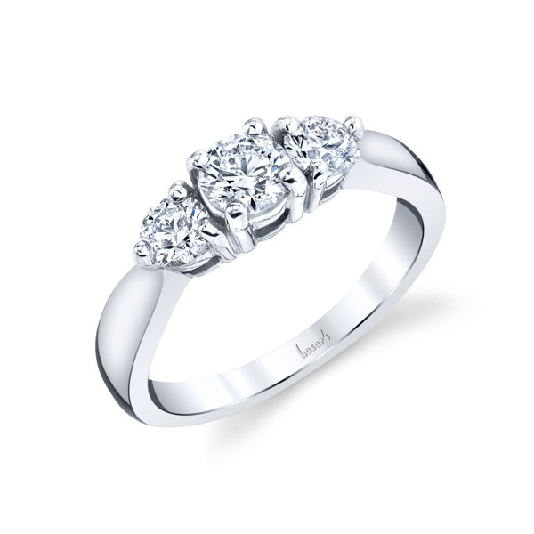 14kt White Gold Tapered Three Diamond Engagement Ring