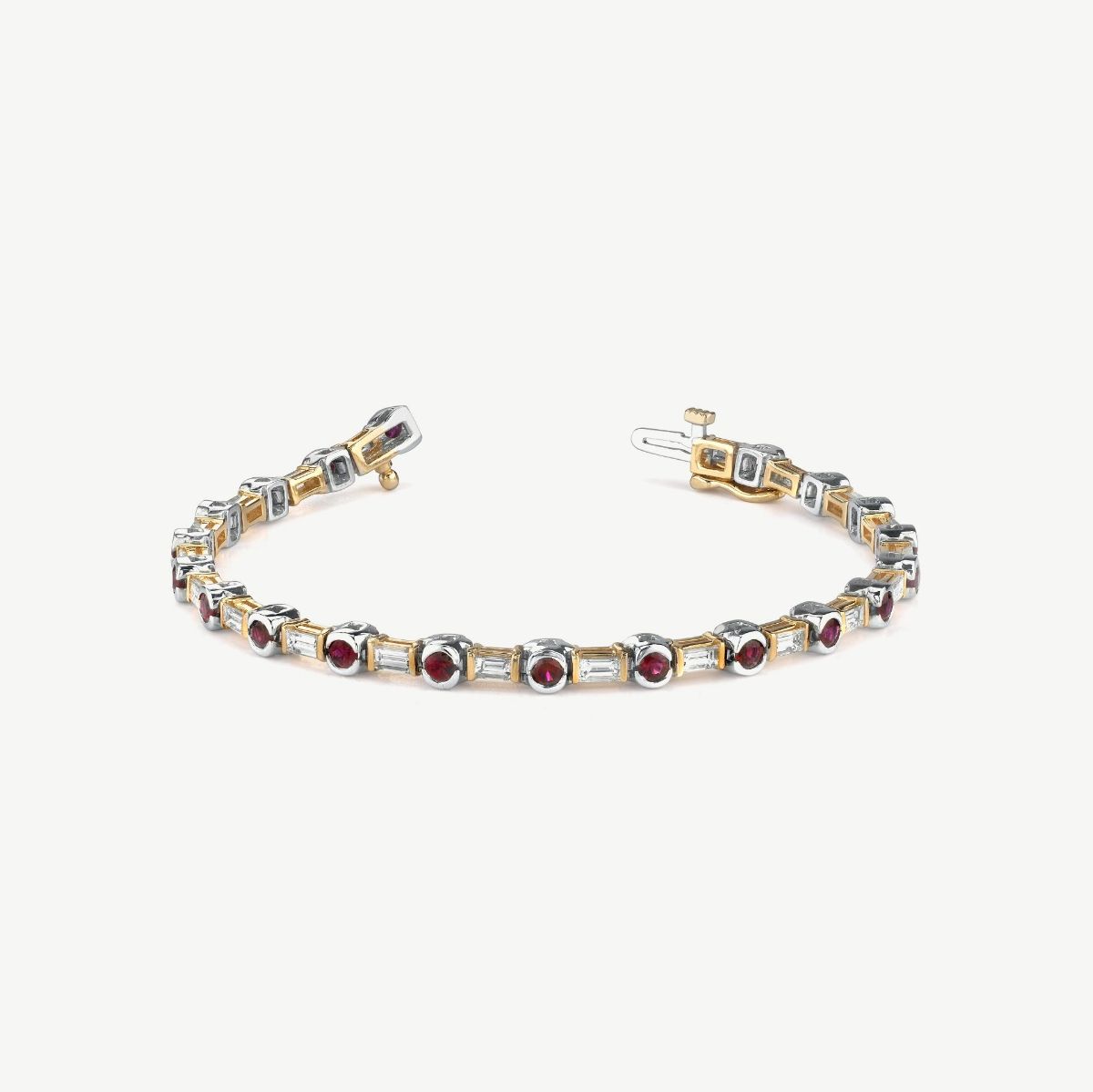 Picture of 14K Yellow Gold Ruby and Diamond Tennis Bracelet 