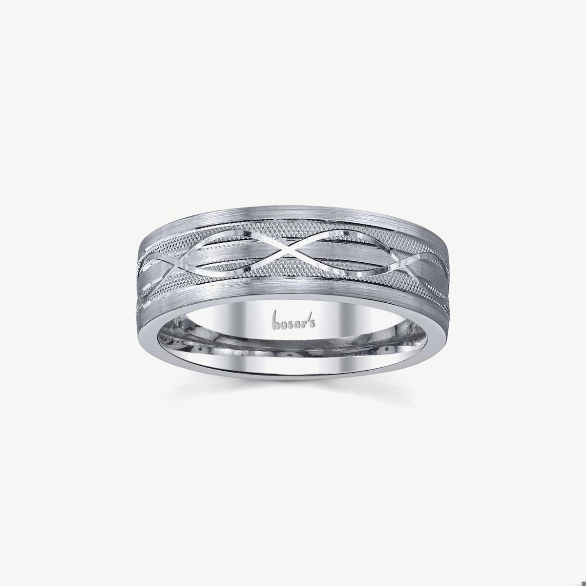 Picture of 14K White Gold Engraved Wedding Band