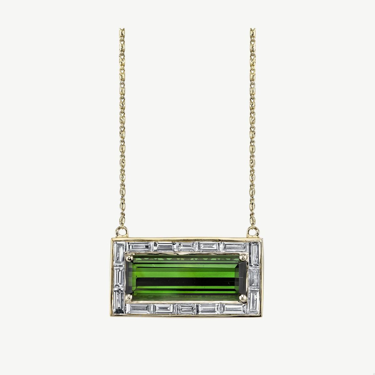 Picture of 14K Yellow Gold Vintage Green Tourmaline and Diamond Necklace