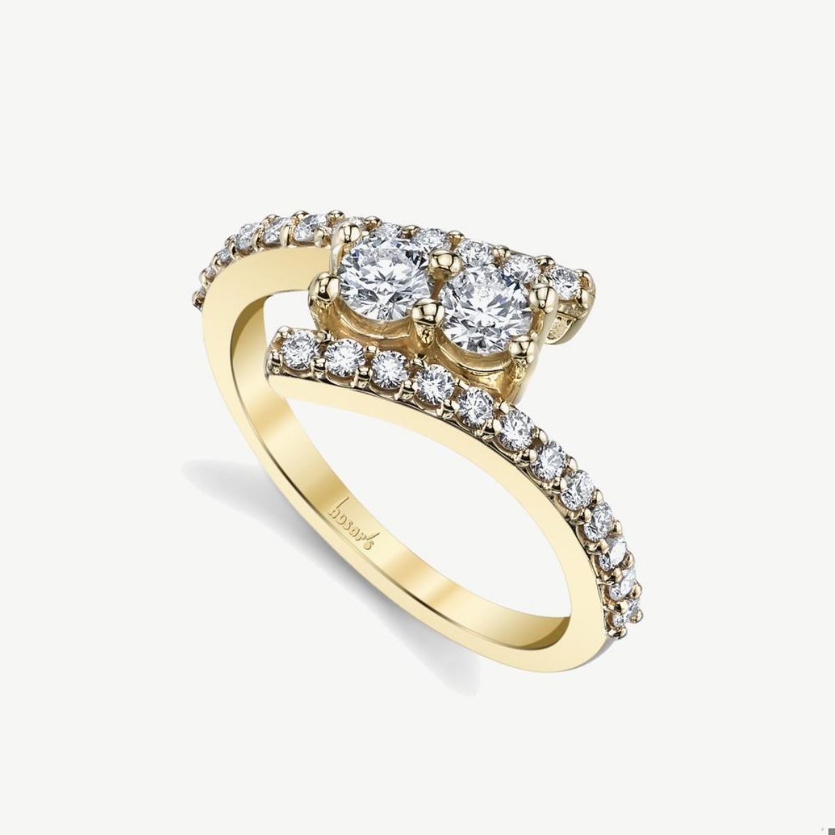 Picture of 14K Yellow Gold Bypass Double Diamond Ring