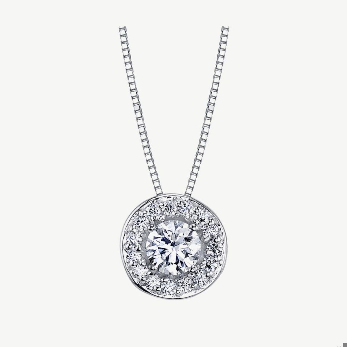 Picture of 14K White Gold Perfect Round Halo Diamond Pendant