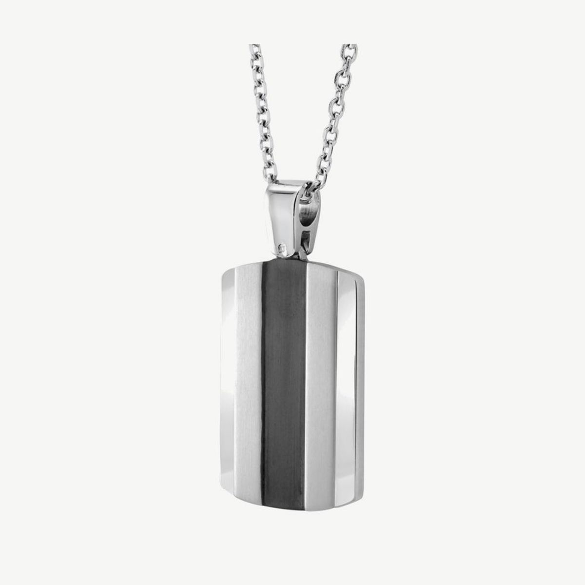 Picture of 22" Black Ion-Plating Stainless Steel Brushed-Polished Striped Dog Tag