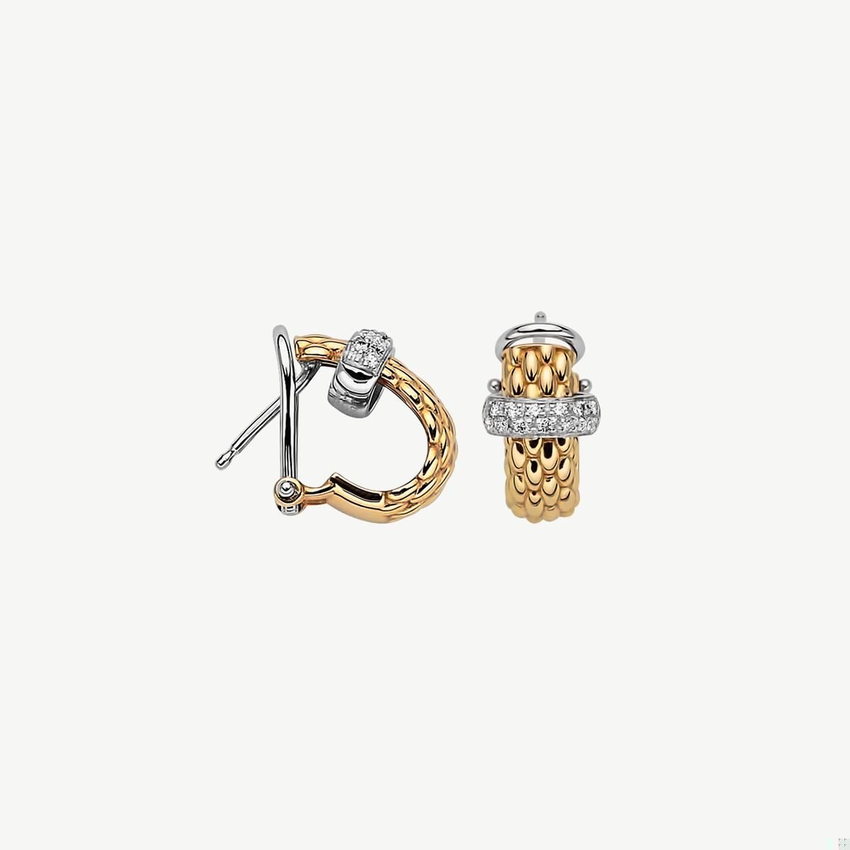 Picture of 18k Yellow Gold 0.20cttw Diamond Vendome Hoop Earrings