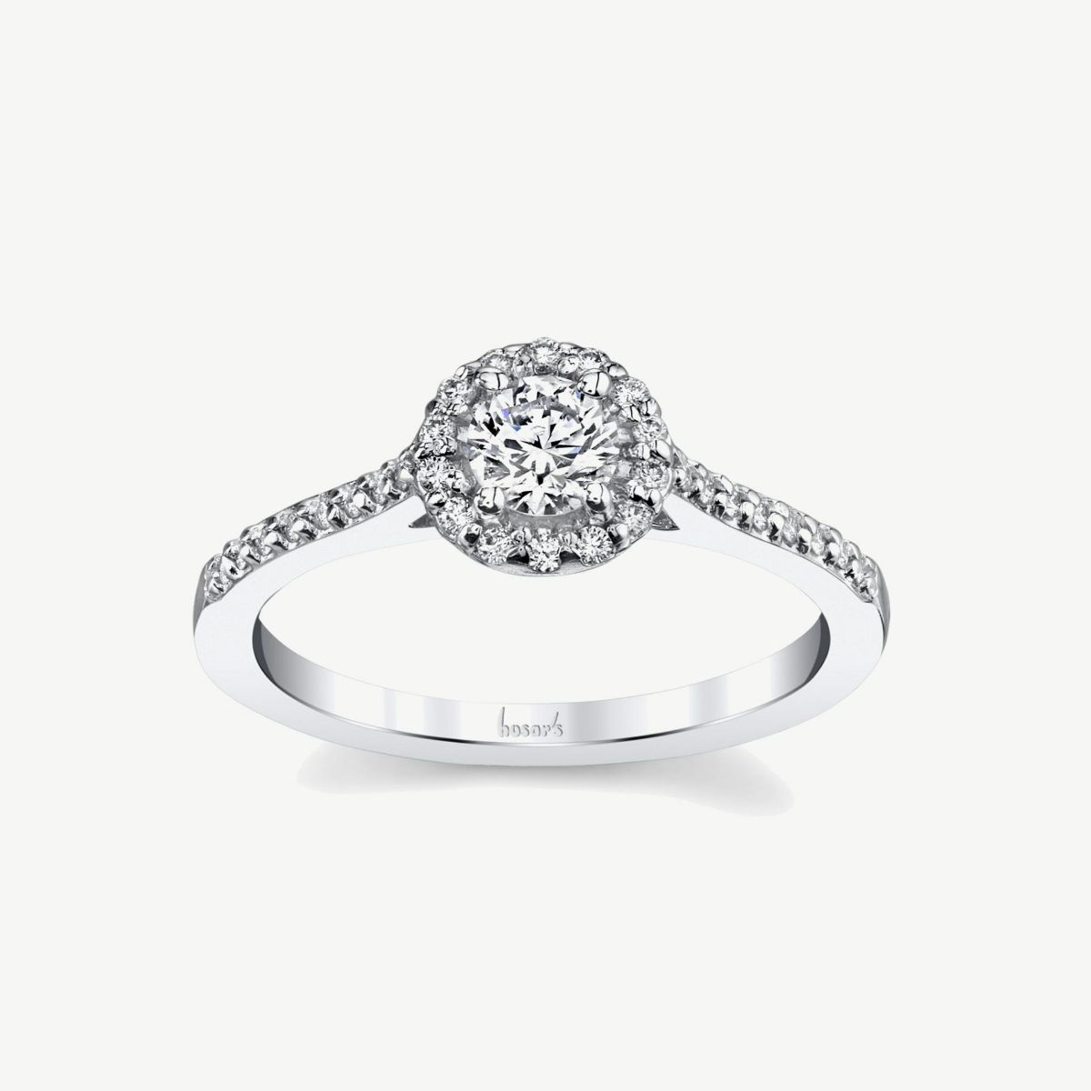 Picture of 14K White Gold Cathedral Diamond Halo Ring 