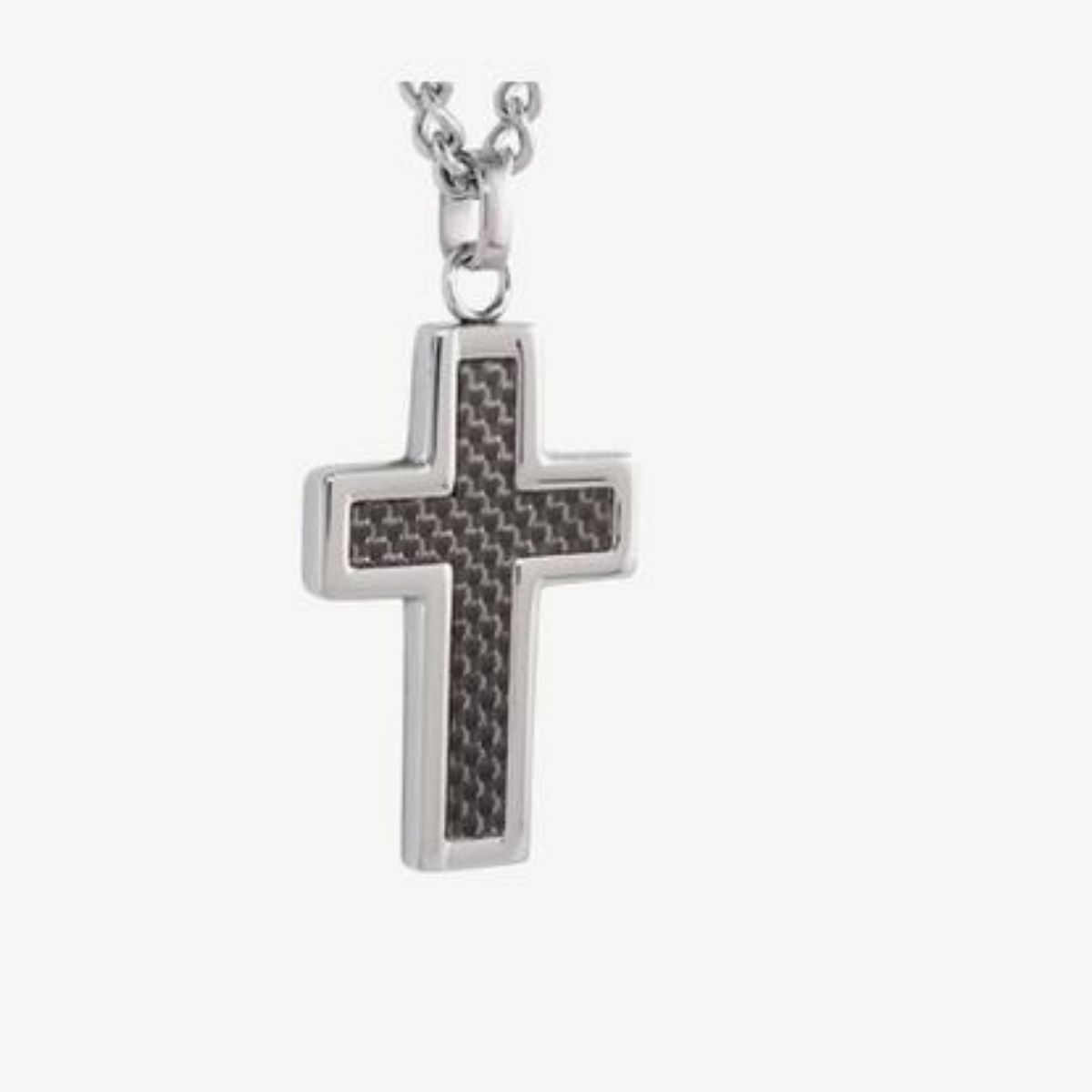 Picture of 24" Stainless Steel & Carbon Fiber Cross Necklace