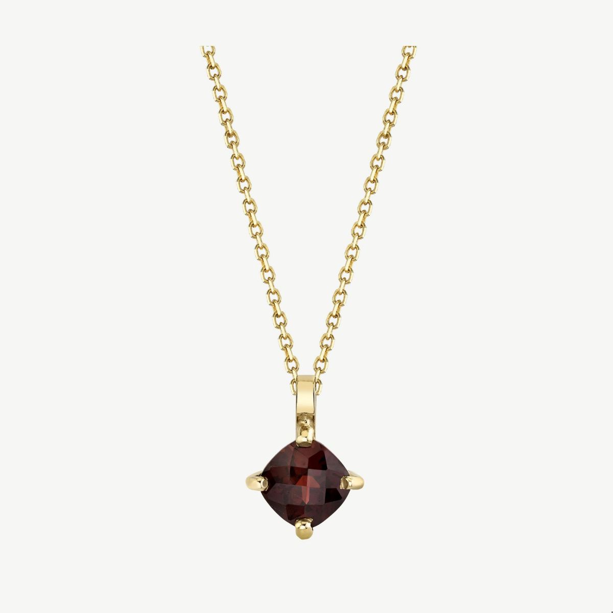 Picture of 14K Gold Pyrope Garnet Cushion Cut Pendant with Solid Bale