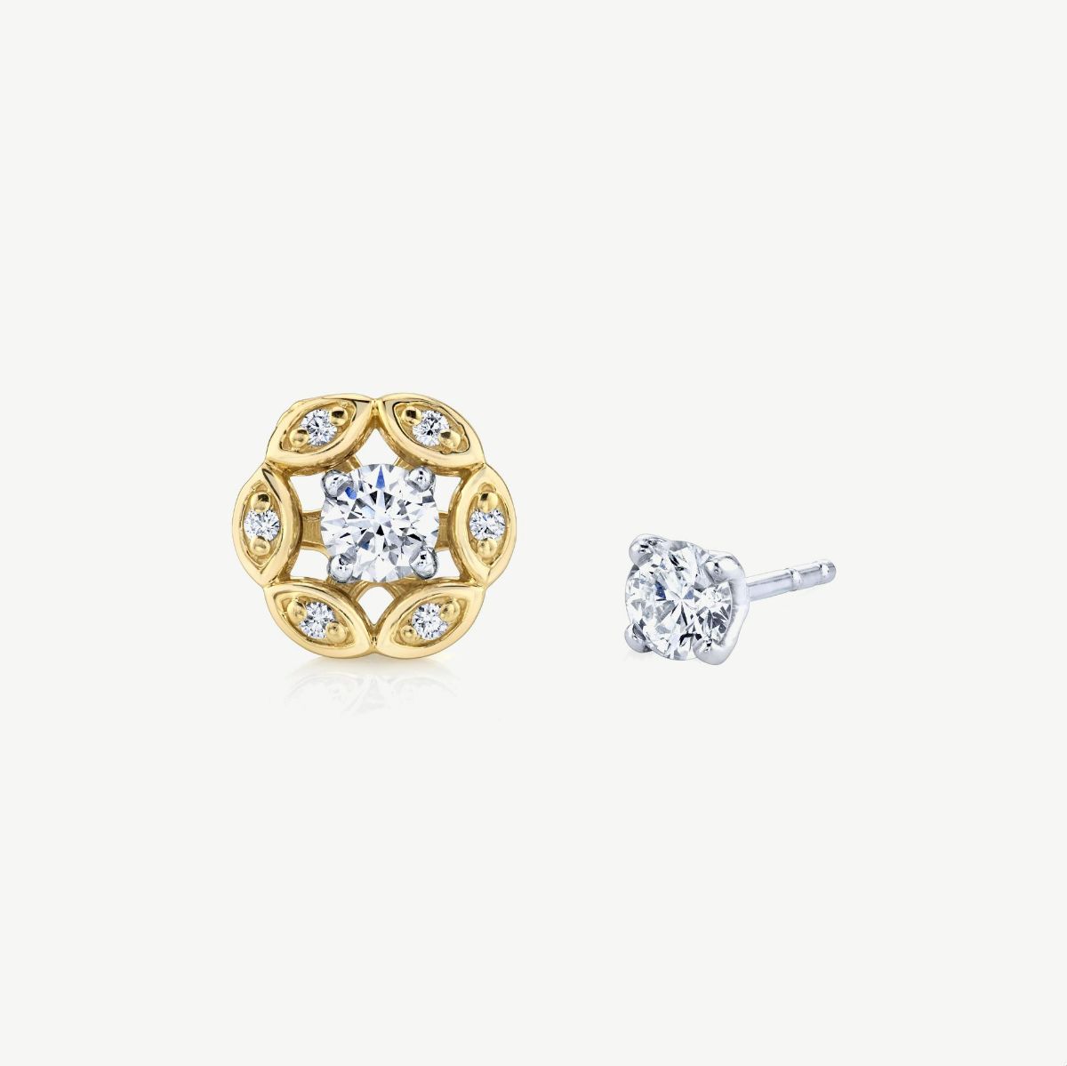 Picture of 14K Yellow Gold  Floral Halo Earring Jackets for Solitaire Studs (Studs Sold Separately)