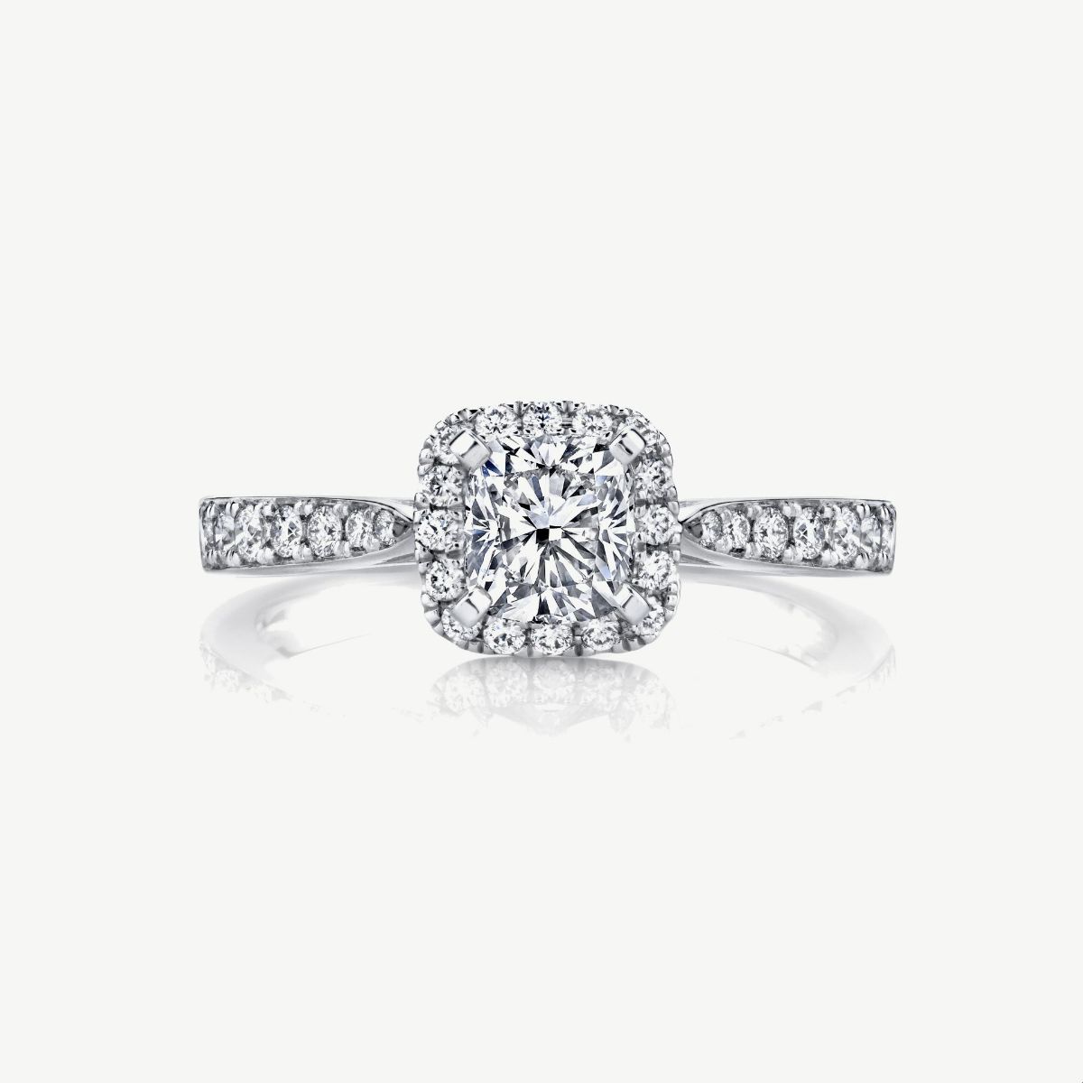 Picture of 14K White Gold Cushion Halo Diamond Ring with Pinch Shank