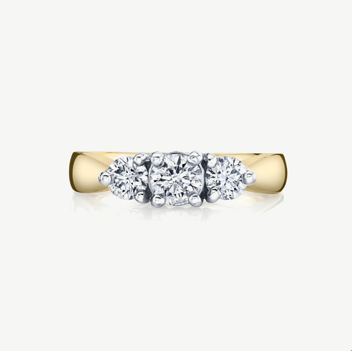 Picture of 14K Yellow Gold Classic Three Stone Diamond Ring