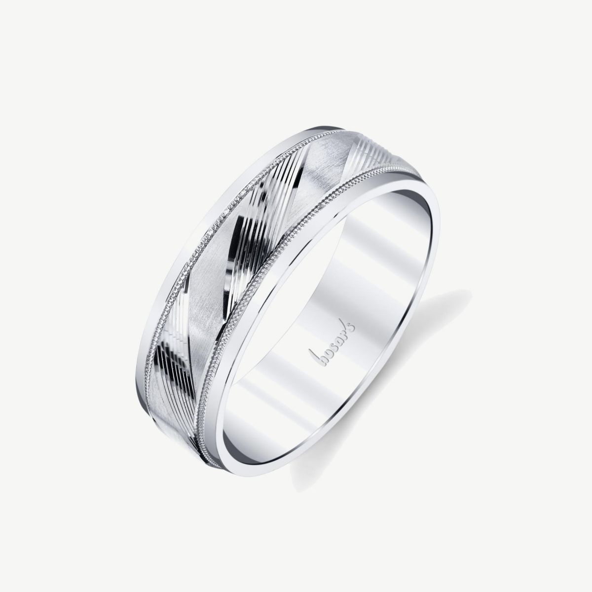 Picture of 14K White Gold Engraved Wedding Band