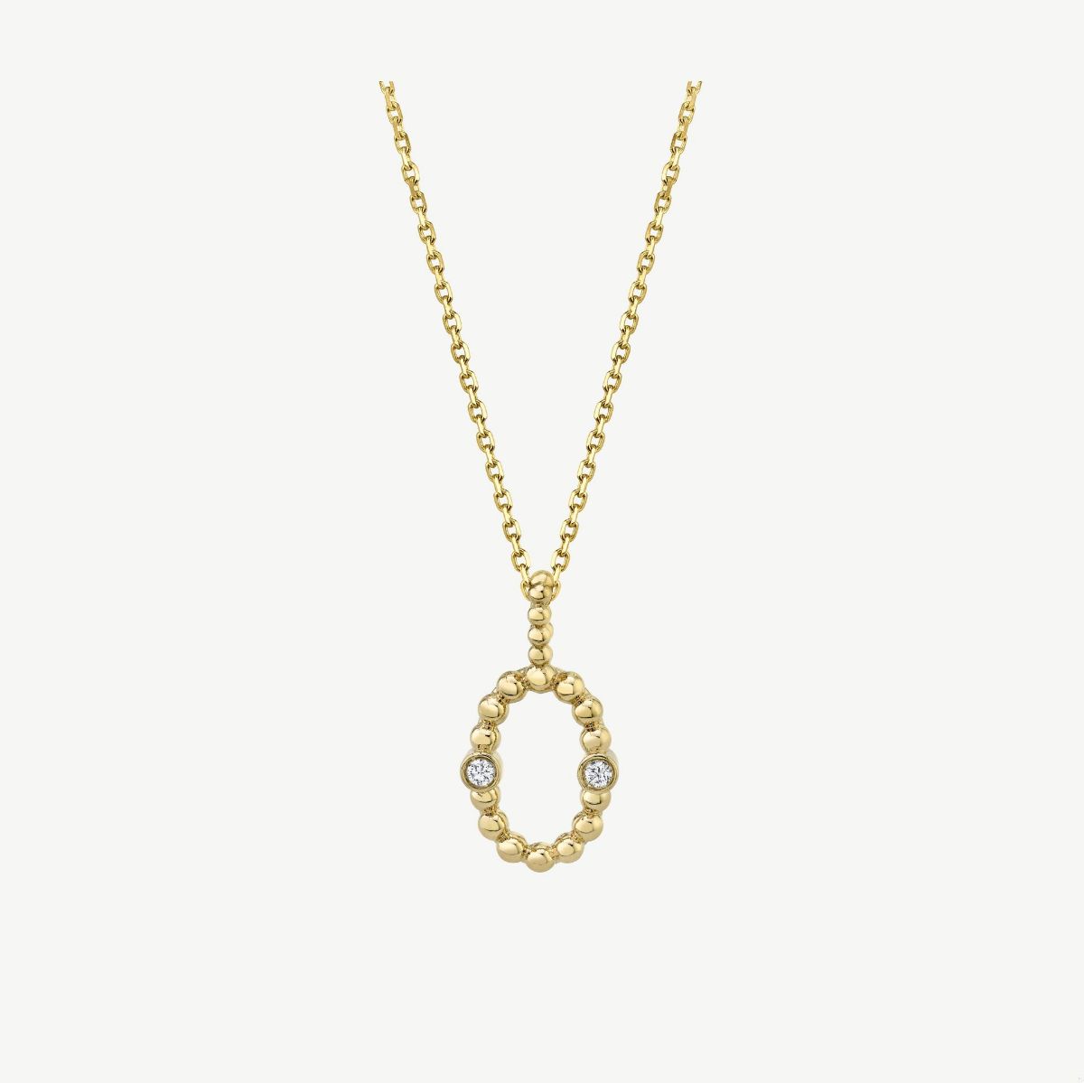 Picture of 14K Gold Diamond Oval Pendant with Bezel Set Round Diamonds and Straight Bale