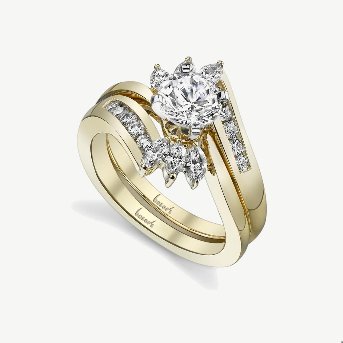 Picture of 14K Gold Bypass Bridal Semi Mount Ring with Peg Head and Prong Set Marquise Diamonds