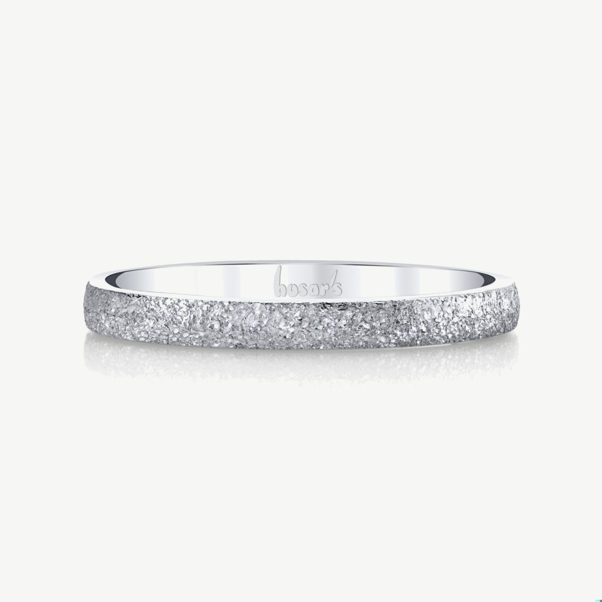 Picture of 14K White Gold Stackable Diamond Cut Sand Blast Wedding Band