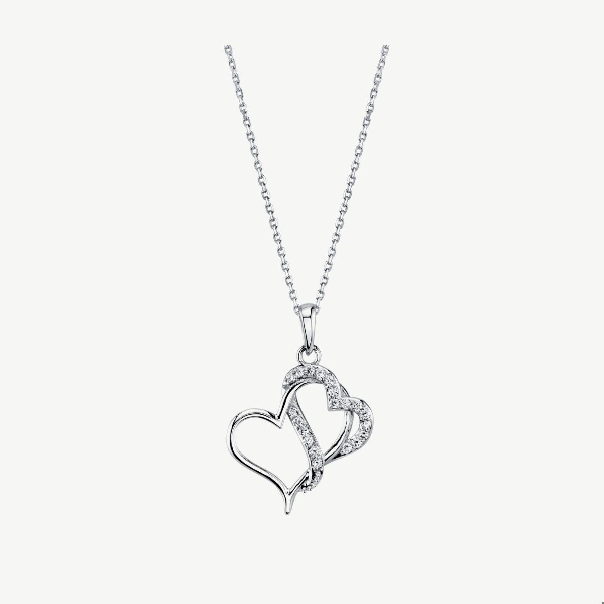 Picture of 14K White Gold Intertwined Hearts Pendant with Ideal Cut Diamonds