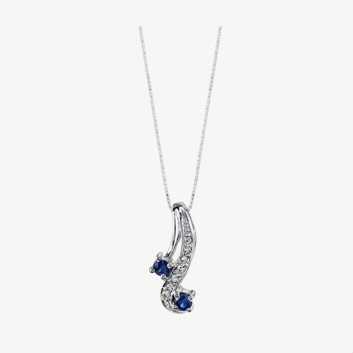 Picture of 14K White Gold Moi and Toi Offset Blue Sapphire And Diamond Pendant